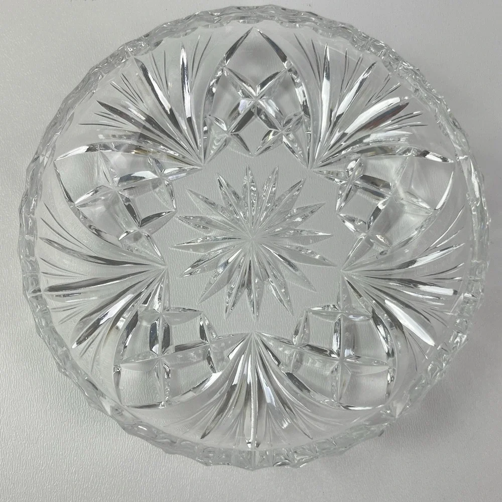 Vintage Cut Glass‎ Lead Crystal Plate Ashtray Candy Dish 5.5
